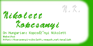 nikolett kopcsanyi business card